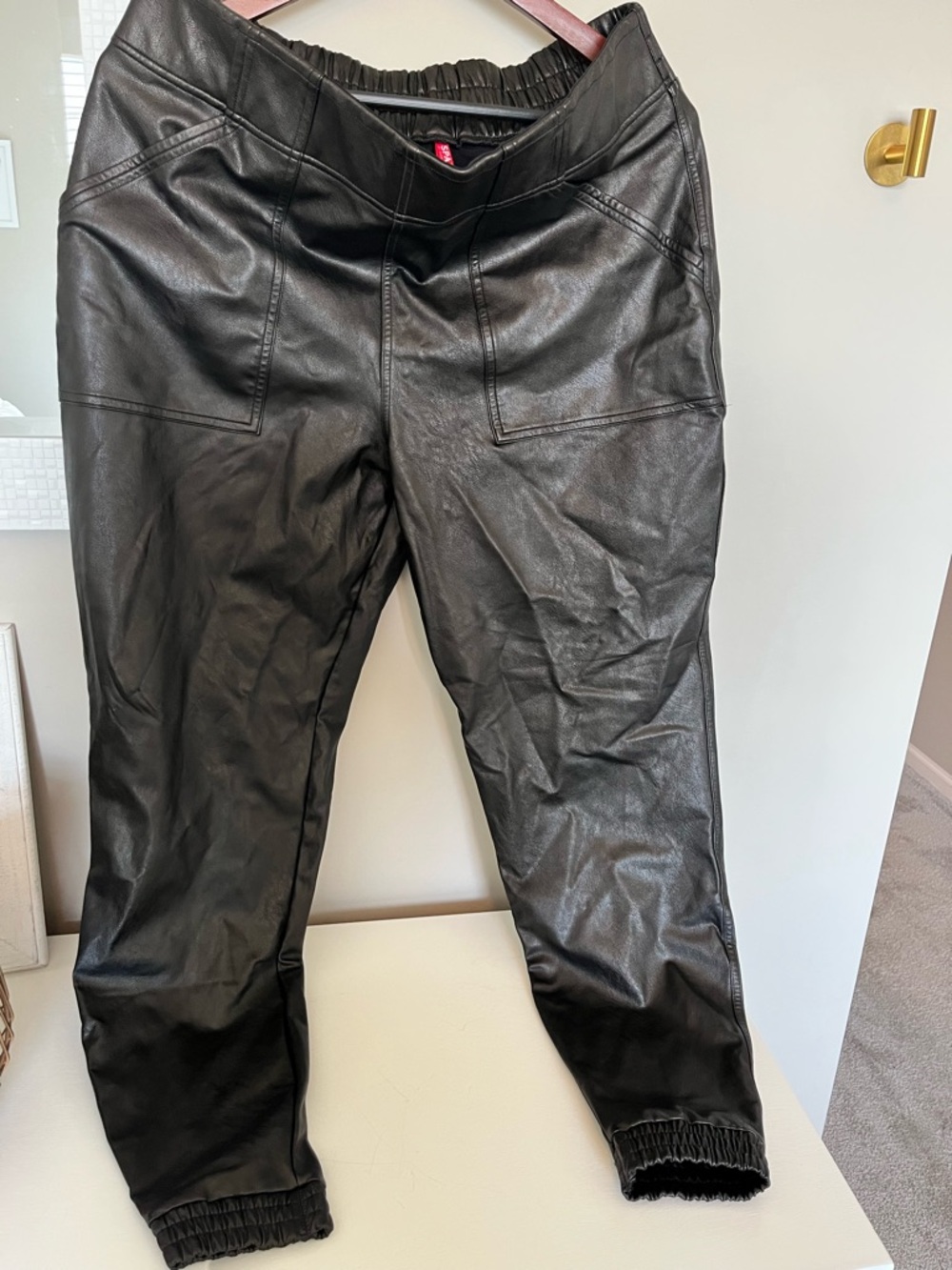 Spanx faux leather joggers